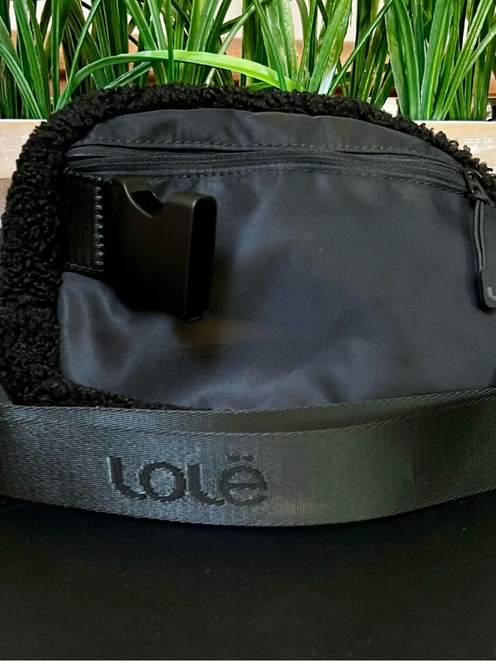 LOLE Black Sherpa Fleece Belt & Crossbody Bag